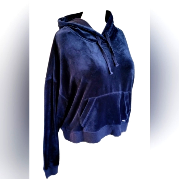 Hollister deep blue, soft velour hoodie with kangaroo pocket! Like New! Sz Lg - Picture 2 of 10